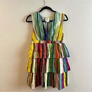 Anthropologie Hope for Flowers Tracy Reese Multi Color Tier ruffle linen dress
